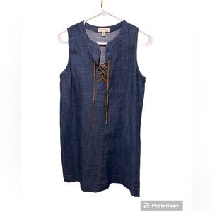 Monteau size medium sleeveless dress/tunic, faux suede lace front tie preloved